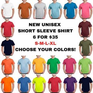 NEW UNISEX CREW NECK T-SHIRT SHORT SLEEVE  6 FOR $35 PICK YOUR OWN COLORS!